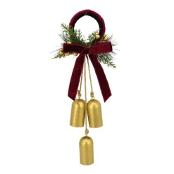 Best 3 cloches gold avec nAud rouge Décoration