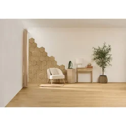 New 3 panneaux hexagone bois clair Revetement Sol, Mur