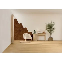 Clearance 3 panneaux hexagone bois fonce Revetement Sol, Mur