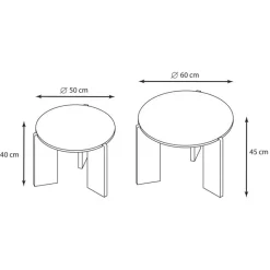 2 tables bois / effet travertin Salon