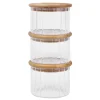 Bocal + couvercle en bambou x3 Boîte, Rangement