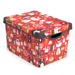 New Boite decoree de noel 17l rouge Rangement