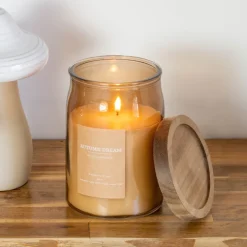 Outlet Bougie couvercle bois m Bougie, Senteur