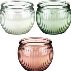 New Bougie pot verre strie Bougie, Senteur