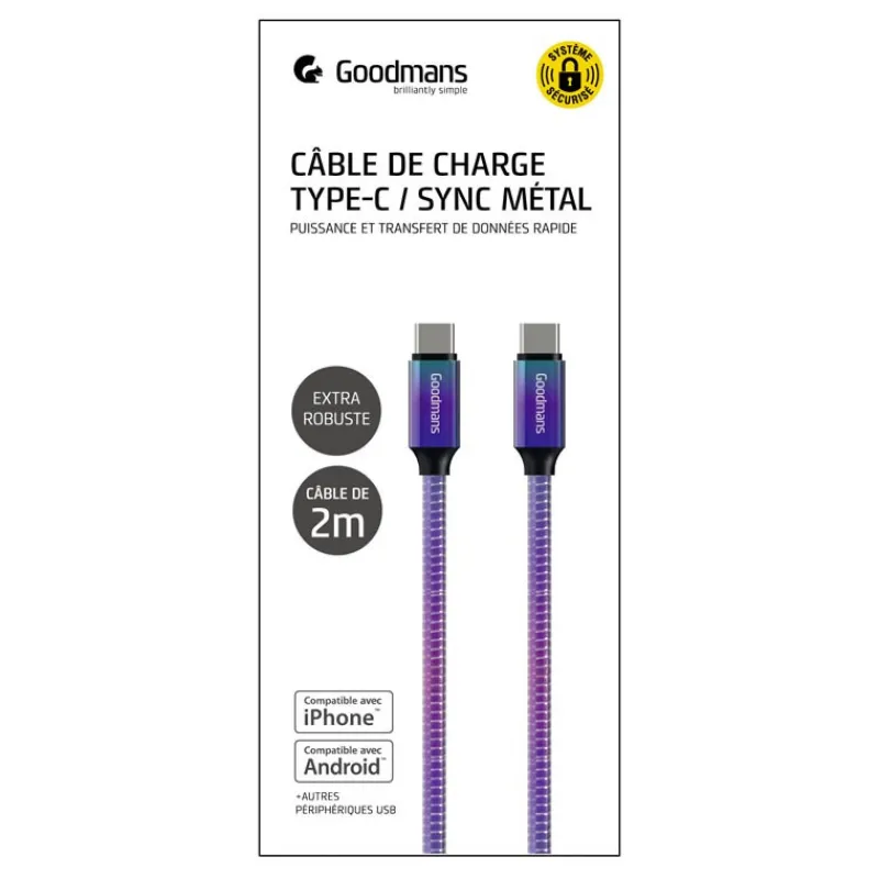 Online Cable usb a to type c 2 m metal Audio, Téléphonie