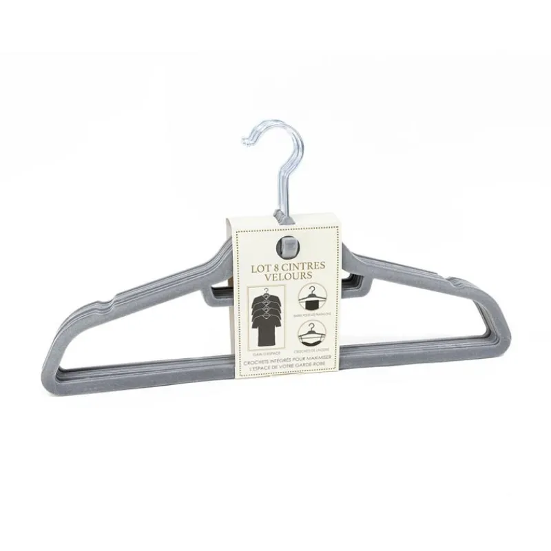 Online Cintres x8 velours gris Linge·Accessoire