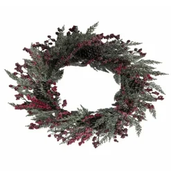Hot Couronne avec baies rouge 73cm Décoration