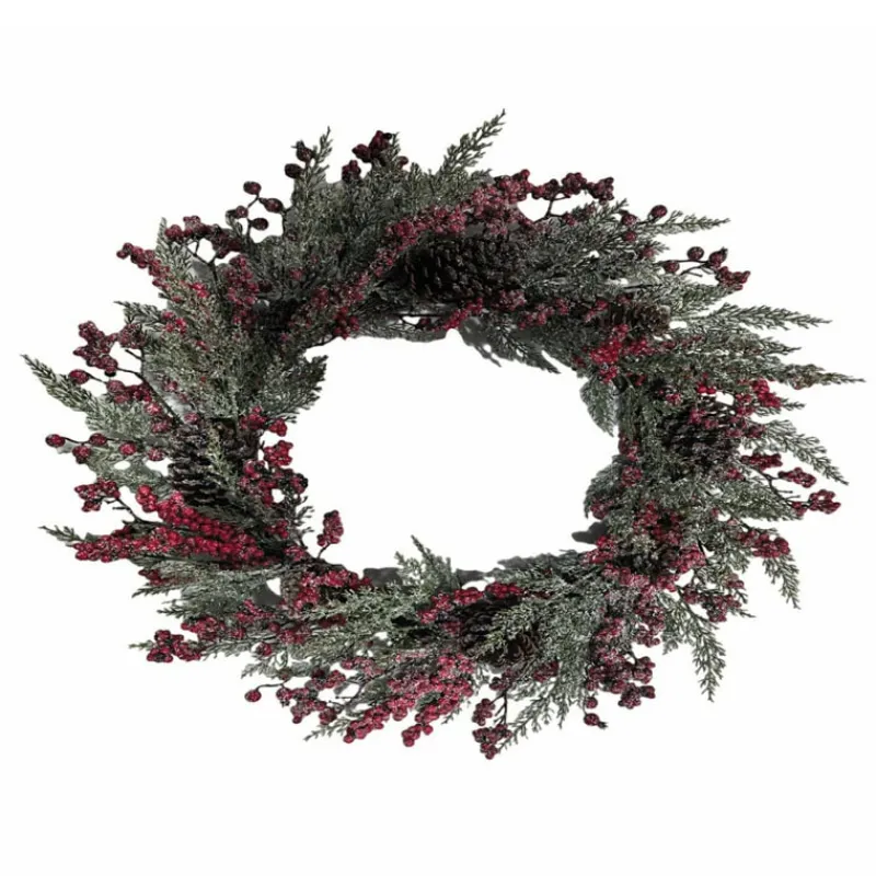 Hot Couronne avec baies rouge 73cm Décoration