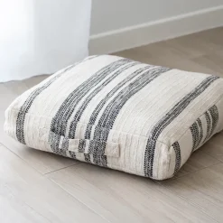Outlet Coussin de sol coton noir et bla Décoration Textile·Pouf