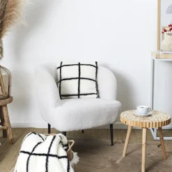 Online Coussin sherpa blanc carreaux no Décoration Textile·Coussin, Housse De Coussin