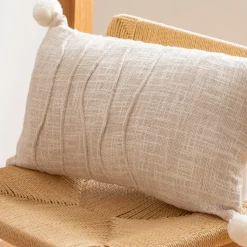 Hot Coussin 30x50cm naturel pompons Décoration Textile·Coussin, Housse De Coussin