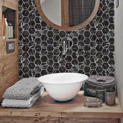 New Credence adhesive hexag marbre Revetement Sol, Mur