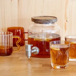 Online Distributeur en verre et acacia Vaisselle, Art De La Table·Bouteille, Carafe