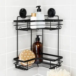 Sale Double etagere de douche angle Accessoire Salle De Bain