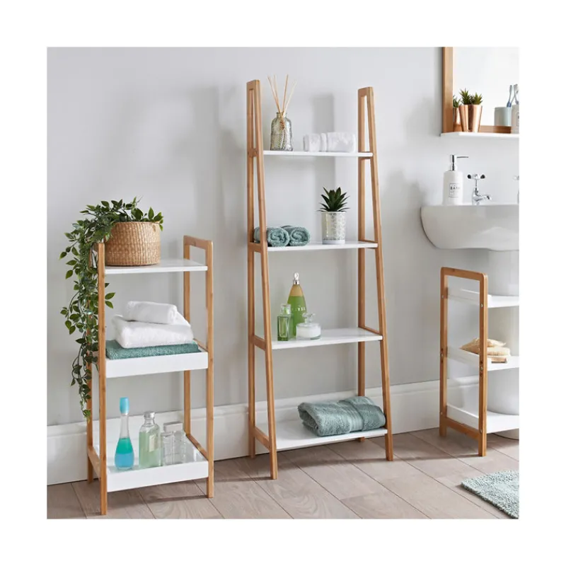 Best Etagere 4 niveaux en bambou Salle De Bain