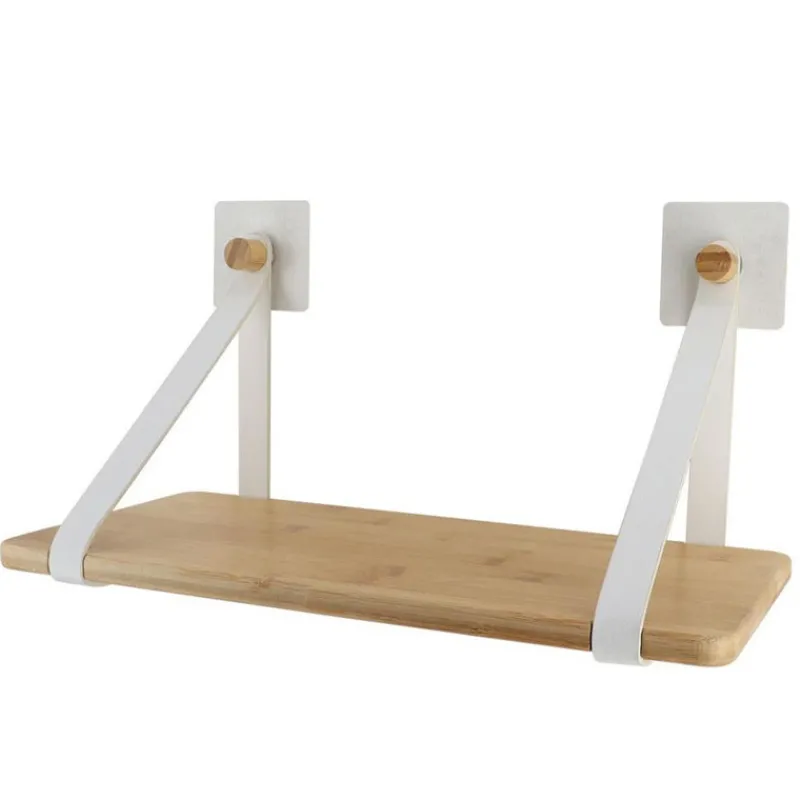 Discount Etagere bambou + lanieres blanc Rangement