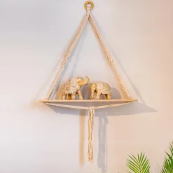 Best Etagere bois macrame Objet Décoratif|Décoration Murale