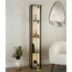 Outlet Etagere lampe effet bois fonce / Salon