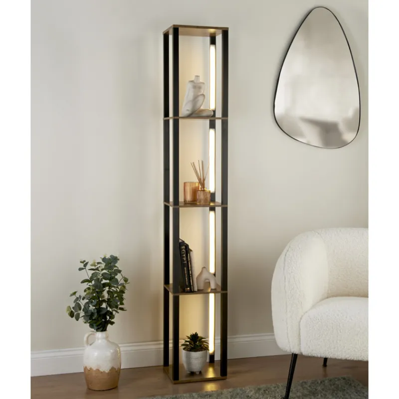 Outlet Etagere lampe effet bois fonce / Salon
