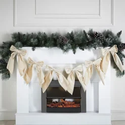 Guirlande tissue avec nAuds crem Décoration De Sapin