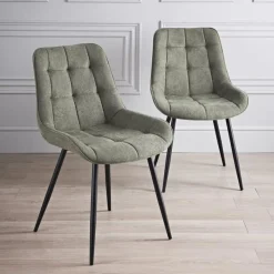 New Lot 2 chaises alren vert Salon|Cuisine, Salle À Manger