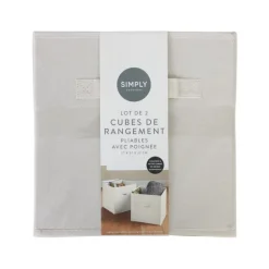 Clearance Lot 2 cubes de rangement beige Rangement Décoratif