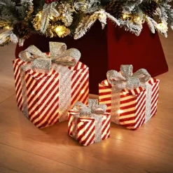 Outlet Lot de 3 cadeaux en led rouge et Décoration Lumineuse