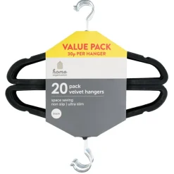 Discount Lot de 20 cintres velours noir Linge·Accessoire