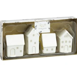 Clearance Lot de 4 maison ceramique Décoration De Sapin