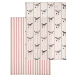 Hot Lot de 2 tochons raye avec noeud Linge De Table, Cuisine·Torchon