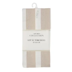 Best Lot de 2 torchons beige et creme Linge De Table, Cuisine·Torchon