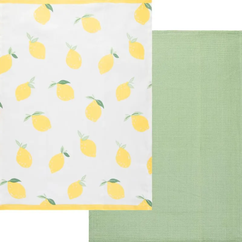 Clearance Lot de 2 torchons citron 45*65cm Linge De Table, Cuisine·Torchon