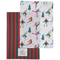Sale Lot de 2 torchons motifs ski Linge De Table, Cuisine·Torchon