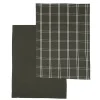 Outlet Lot de 2 torchons noir carreaux Linge De Table, Cuisine·Torchon