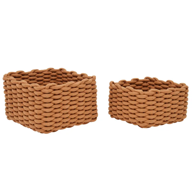 Online Lot x2 panieres en corde marron Accessoire Salle De Bain