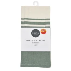 Hot Lot x2 torchons vert 45x65 Linge De Table, Cuisine·Torchon