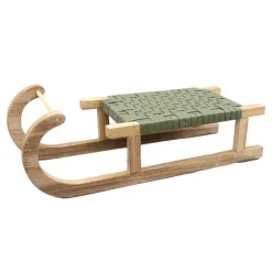 Clearance Luge bois et tresse vert Décoration