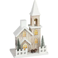 Best Maison blanche en bois led h36cm Village De Noël