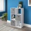 New Meuble 6 cubes blanc 3 panieres Rangement