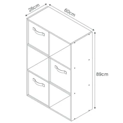 New Meuble 6 cubes blanc 3 panieres Rangement