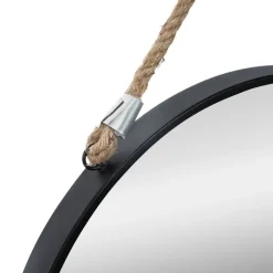 Online Miroir metal rond corde noir Miroir