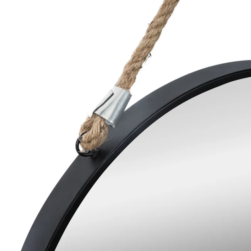 Online Miroir metal rond corde noir Miroir