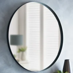 New Miroir rond metal noir Miroir