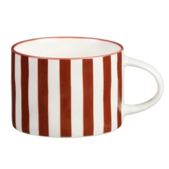 Online Mug blanc motif rayures marron Vaisselle, Art De La Table·Tasse, Mug, Bol