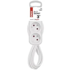 Outlet Multirpise 2 prises - cordon 3m Rallonge, Multiprise