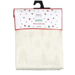 Outlet Nappe noel creme motif doree Linge De Table, Cuisine·Nappe