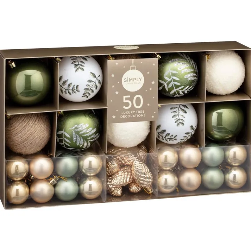 Discount Pack 50 boules nature vert sauge Décoration De Sapin