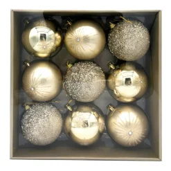 Pack de 9 boules 10cm champagne Décoration De Sapin