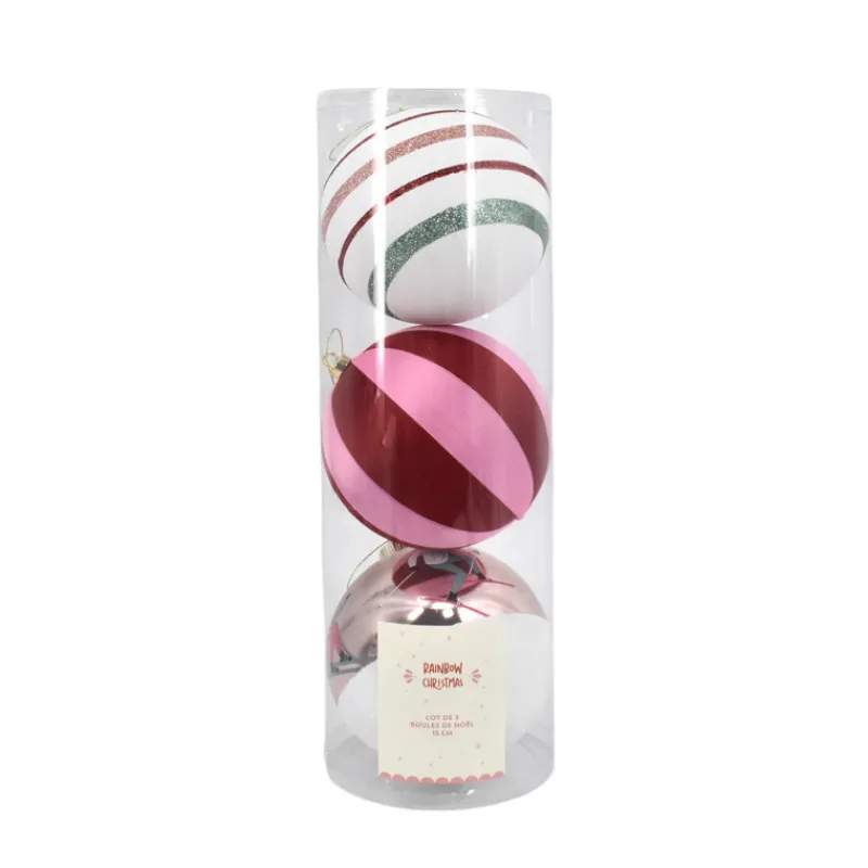 Clearance Pack de 3 boules 15cm multi coul Décoration De Sapin