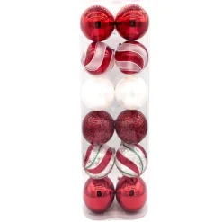 Clearance Pack de 12 boules 10cm rouge can Décoration De Sapin